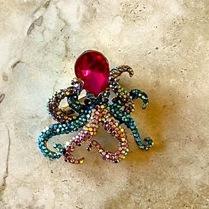 Crystal Octopus Brooch